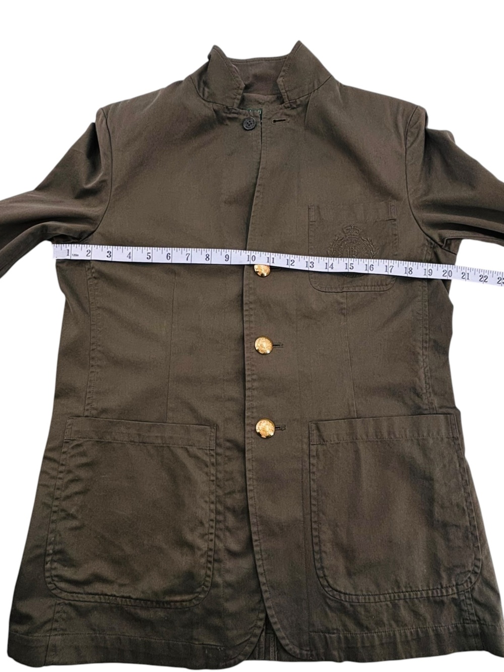 Lauren Ralph Lauren Olive Green 100% Cotton Blazer Jacket Sz.M - Picture 6 of 8